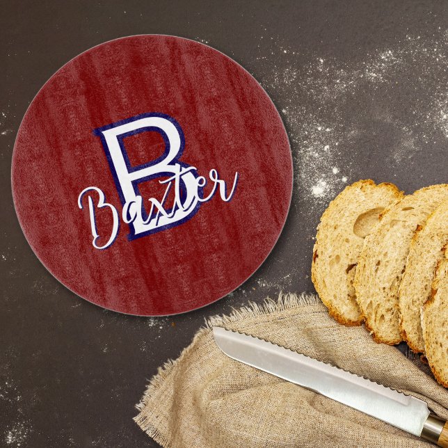 Personalisiert Schneidebrett (Red White & Blue Name and Monogram Personalized Cutting Board
)