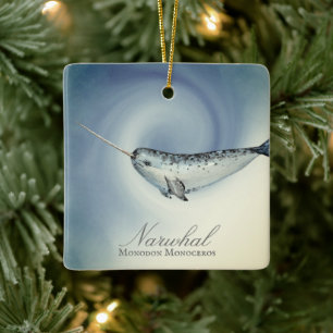 Personalisiert Schöne Narwhal Weihnachten Keramikornament