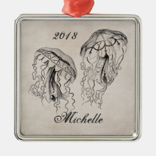 Personalisiert Schöner Vintager Quallenstrand Ornament Aus Metall