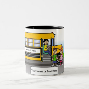 Personalisiert School Bus Driver - Cartoon Zweifarbige Tasse