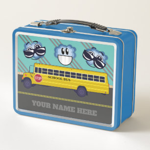 Personalisiert School Bus Happy Face Metal Lunchbo Metall Brotdose