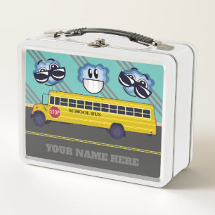 Personalisiert School Bus Happy Face Metal Lunchbo Metall Brotdose