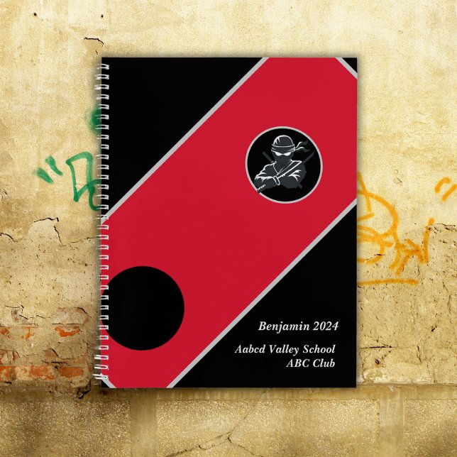 Personalisiert School Ninja Black Red Cover Notebo Notizbuch (Von Creator hochgeladen)