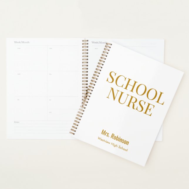 Personalisiert School Nurse Gold Script Planer (Anzeige)