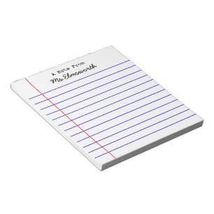 Personalisiert School Paper Note Pad - Teacher Gif Notizblock