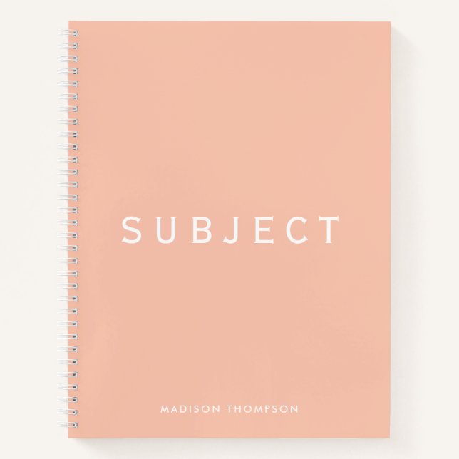Personalisiert School Subject Boho Blush Pink Notizbuch (Vorderseite)