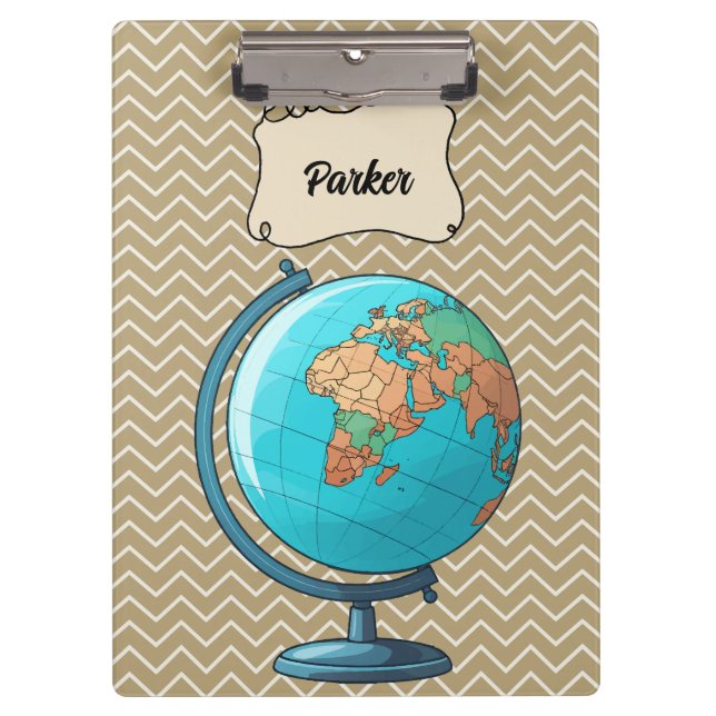 Personalisiert School World Globe Klemmbrett (Vorderseite)
