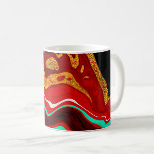 Personalisiert Schwarz, Gold, Burgund, Marmorkunst Kaffeetasse