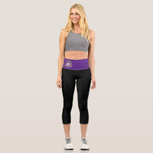 Personalisiert-Schwarz-Lila-Monogramm-Capri-Leggin Capri Leggings