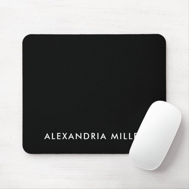 Personalisiert-Schwarz-Minimalistisch-Monogramm Mousepad (Mit Mouse)
