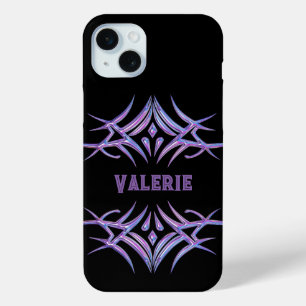 Personalisiert Schwarz mit 3D-Lila Tribal-Design Case-Mate iPhone Hülle
