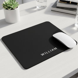 Personalisiert Schwarz/Monogramm | Elegant Custom Mousepad