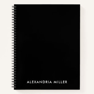 Personalisiert-Schwarz-Monogramm-Spirale Notizbuch