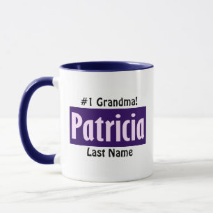 Personalisiert Schwarz, Rosa, Lila Name "Patricia" Tasse