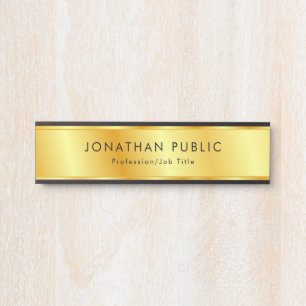 Personalisiert Schwarz und Gold Elegante Moderne Türschild