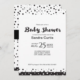 Personalisiert, schwarz und weiß, Babydusche Einladung
