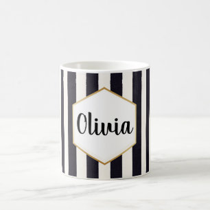Personalisiert, schwarz und weiß gestrichen kaffeetasse