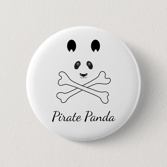 Personalisiert Schwarz-Weiß-Piraten-Panda Button (Vorderseite)