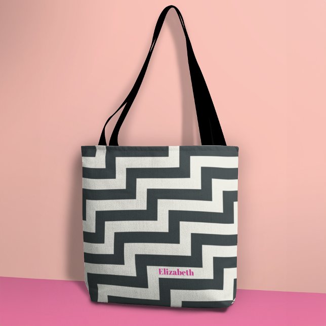 Personalisiert Schwarz-weiß rosa Fett Zig Zag (Von Creator hochgeladen)