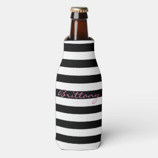 Personalisiert Schwarz-Weiß-Streifen Flasche Coole Flaschenkühler