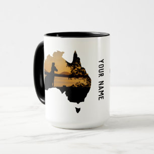 Personalisiert Schwarz, Weiß und Gold Kangaroo Son Tasse