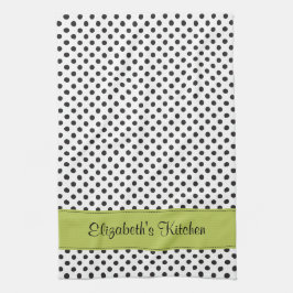 Personalisiert Schwarz-weiße Polka Dot Green Handtuch
