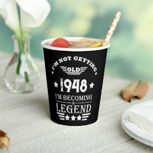 Personalisiert Schwarz-weißer Vintager 75. Geburts Pappbecher