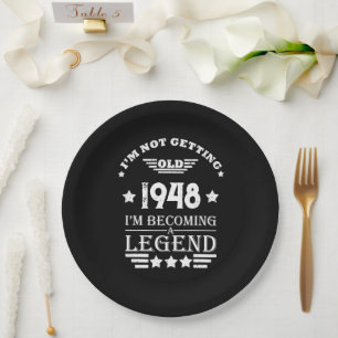 Personalisiert Schwarz-weißer Vintager 75. Geburts Pappteller
