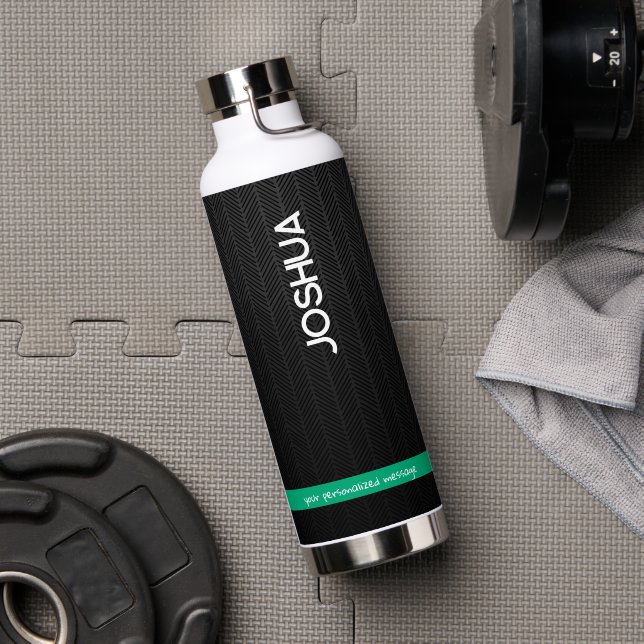 Personalisiert Schwarze Moderne Bezeichnung Therma Trinkflasche (Fitnesstudio (gedreht))