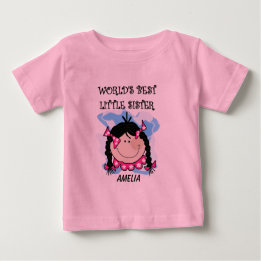 Personalisiert Schwarzes Haar Bestes kleines Schwe Baby T-shirt
