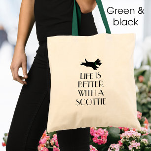 Personalisiert Scottie Dog Green Collar Tragetasche