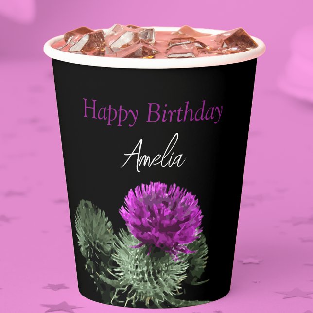 Personalisiert Scottish Thistle Birthday Pappbecher (Von Creator hochgeladen)