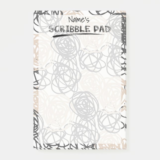 Personalisiert Scribble Pad (Tan/Charcoal) Post-it Klebezettel (Vorderseite)