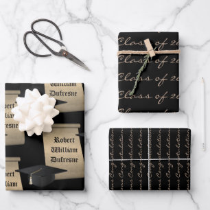 Personalisiert Scrolls Abschluss Wrapping Paper Si Geschenkpapier Set