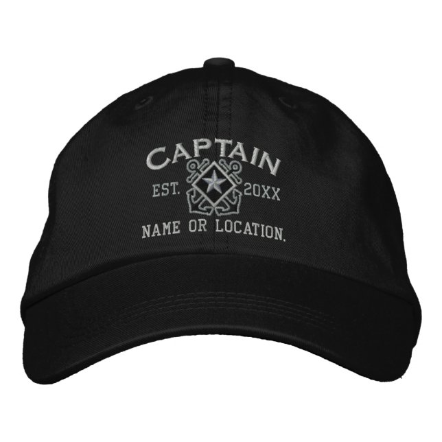 Personalisiert Sea Captain Nautical Star Stickerei Bestickte Kappe (Vorderseite)