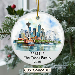Personalisiert Seattle Ornament, Washington Keramik Ornament