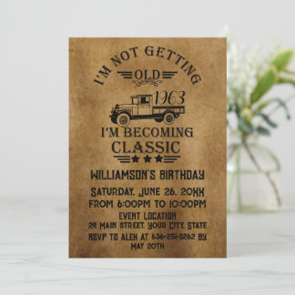 Personalisiert sechzigste Vintage 60. Geburtstagsp Einladung