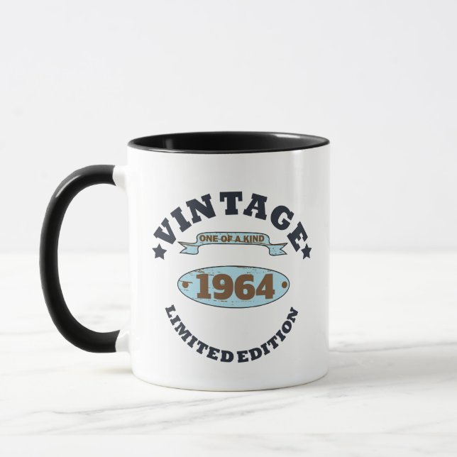 Personalisiert sechzigste Vintage 60. Geburtstagsp Tasse (Links)