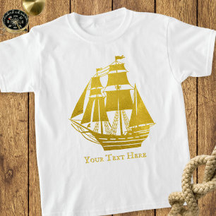 Personalisiert Segelschiff Imitate Gold Nautical T T-Shirt