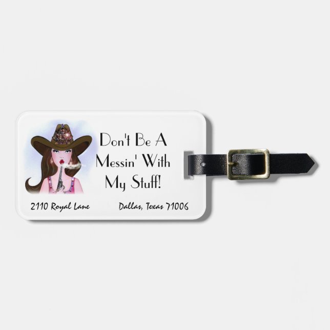 Personalisiert "Sei kein Messin' mit meinem Stuff! Gepäckanhänger (Vorderseite horizontal)