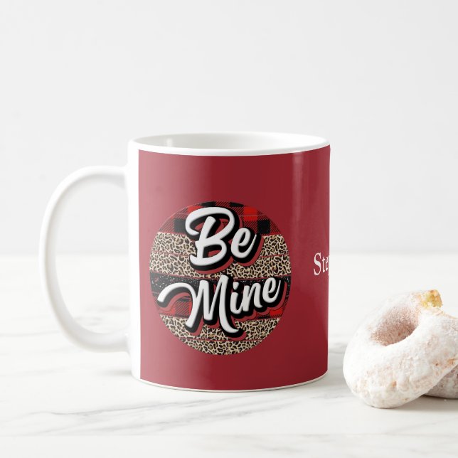 Personalisiert Sei mein Valentine Buffalo Kariert  Kaffeetasse (Mit Donut)