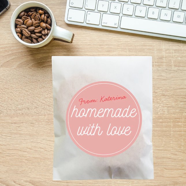 Personalisiert selbstgemacht mit Liebe Runder Aufkleber (Von Creator hochgeladen)