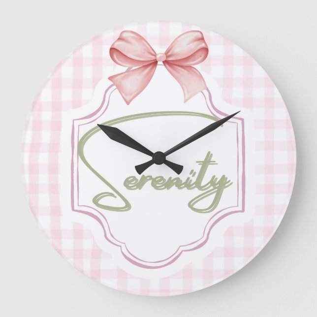 Personalisiert Serenity Baby Girl Kinderzimmer Bow Große Wanduhr (Vorderseite)