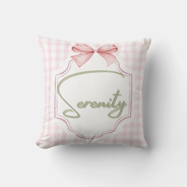 Personalisiert Serenity Baby Girl Kinderzimmer Bow Kissen (Vorderseite)