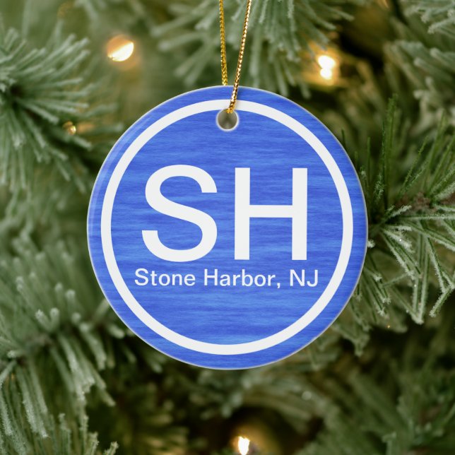 Personalisiert SH NJ Stone Harbour New Jersey Beac Keramik Ornament (Baum)