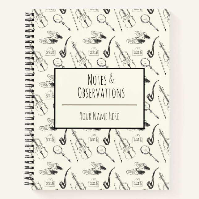 Personalisiert Sherlock Holmes HandGezeichnet Vint Notizbuch (Vorderseite)
