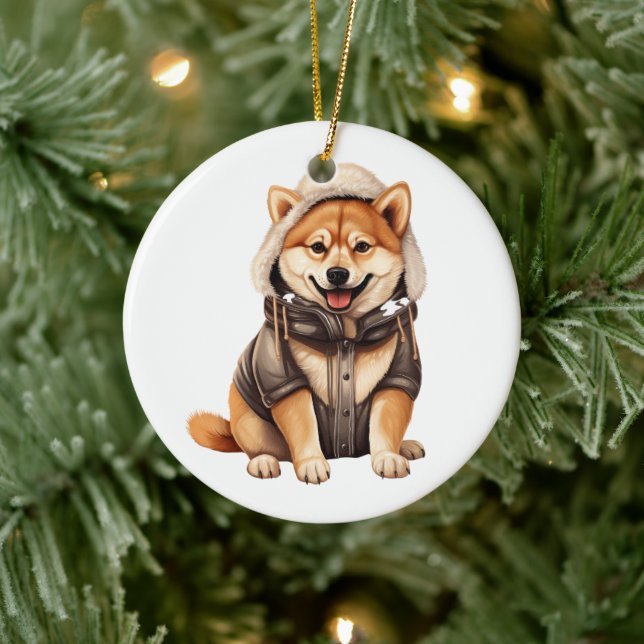 Personalisiert Shiba Inu Dog Keramik Ornament (Baum)