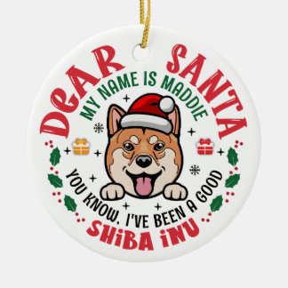 Personalisiert Shiba Inu Dog Weihnachtsbaum Runde Keramik Ornament