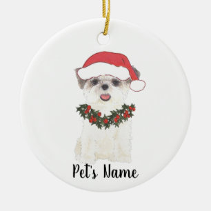 Personalisiert Shih Tzu (braun & weiß) Keramik Ornament
