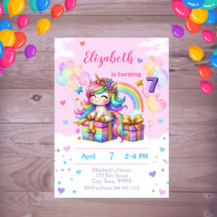 Personalisiert Shimmer Unicorn zum Geburtstag Einl Einladung